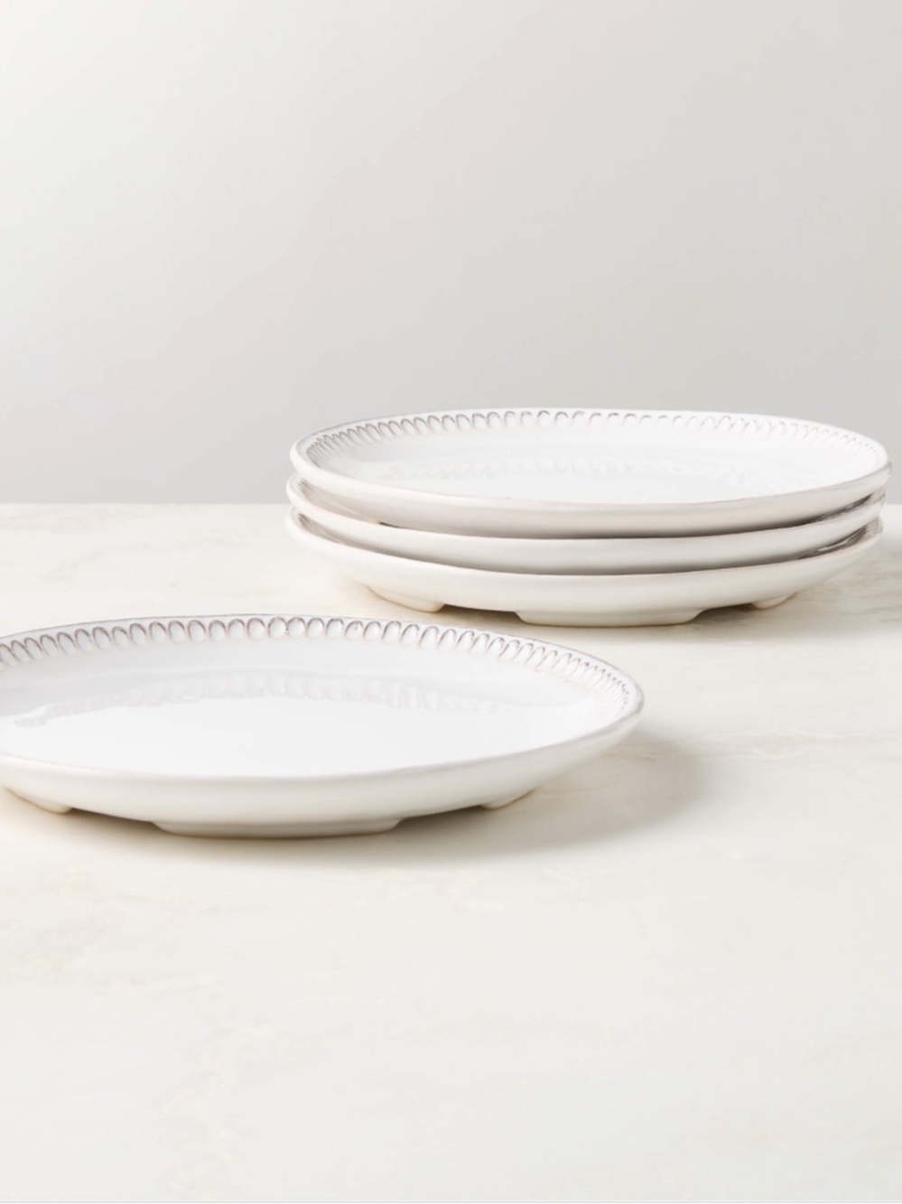 New! 🇮🇹✨🇮🇹 CB2 White Stoneware Salad Plate, Set of 4